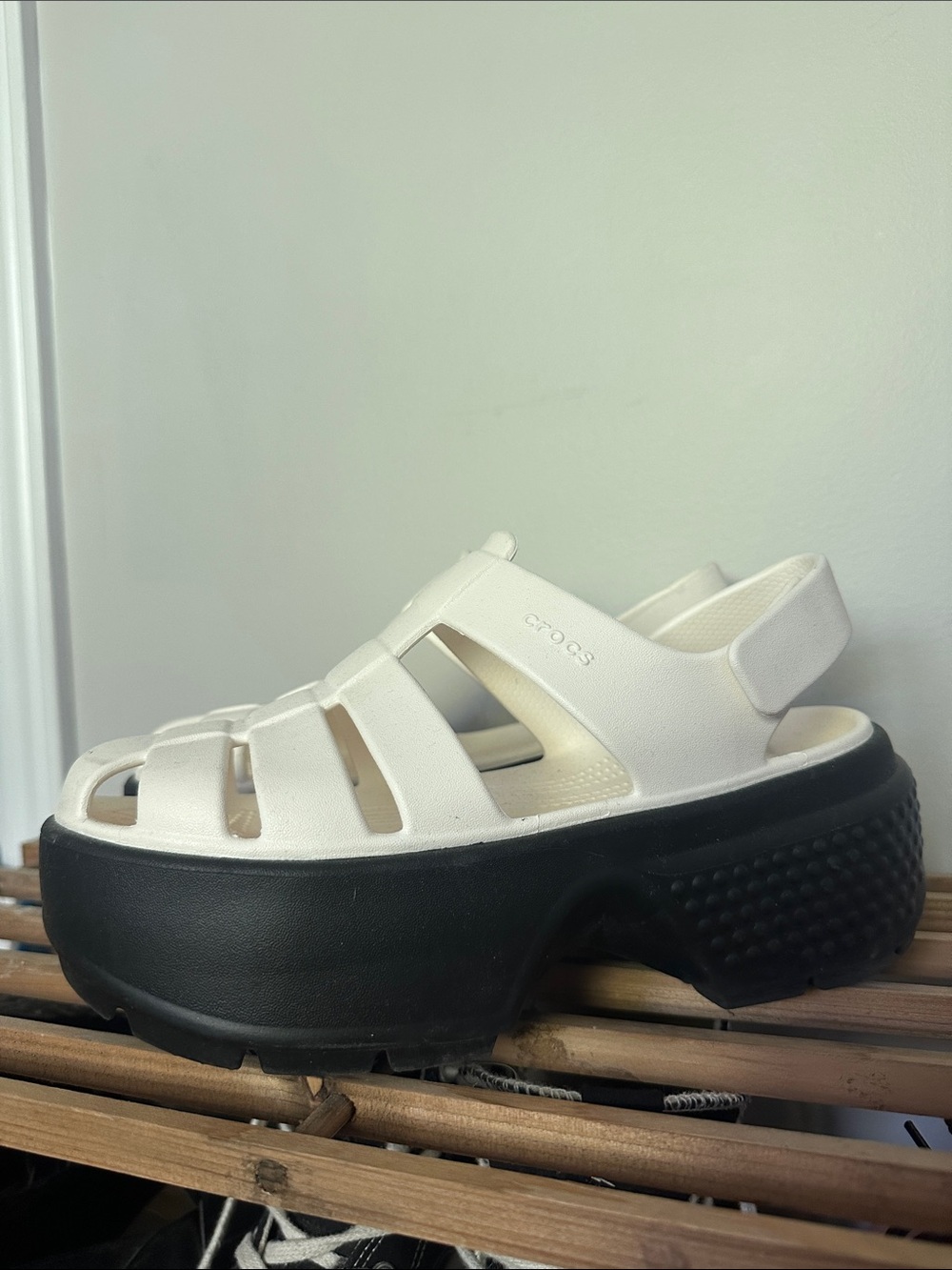 CROCS Platform Fisherman Sandal — White/Black